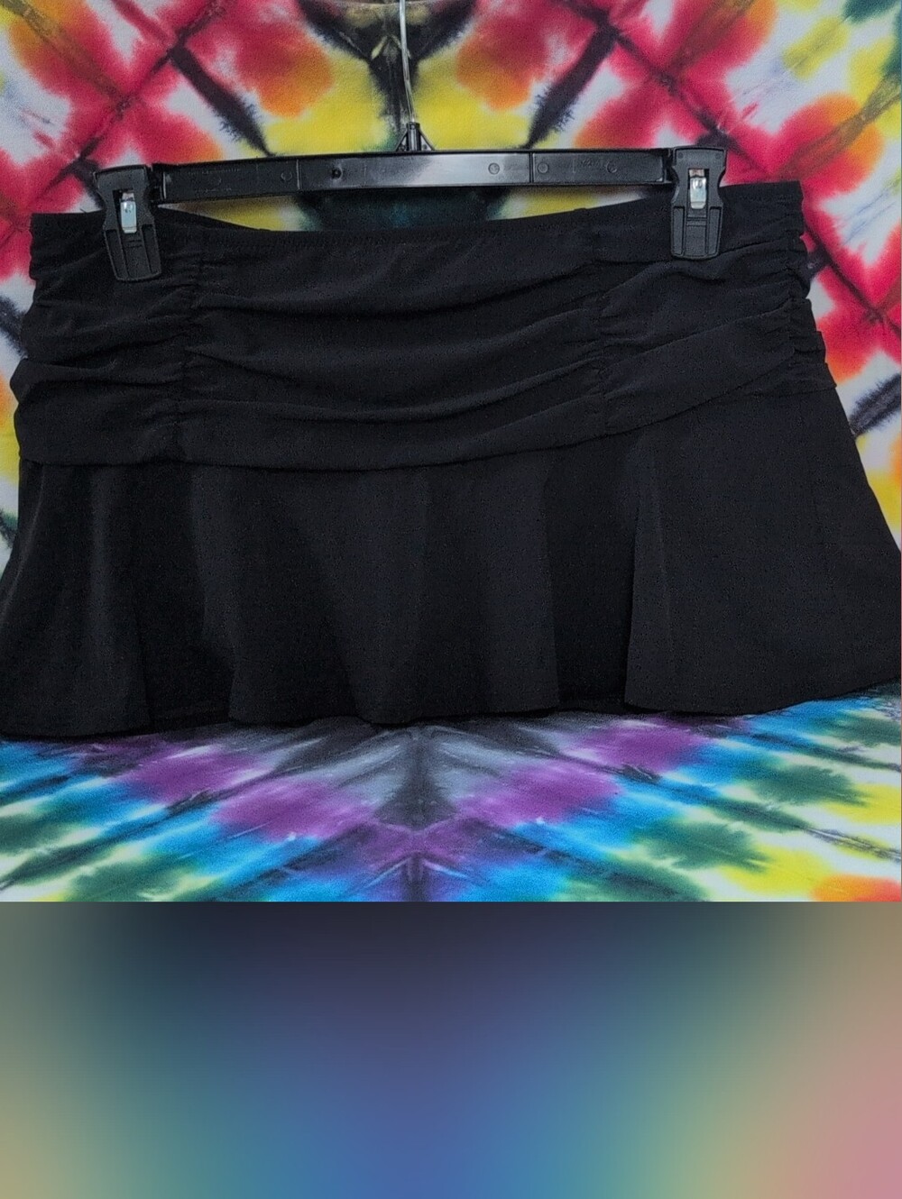 Lands' End Black Ruffled Mini Swim Skirt 14P